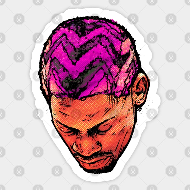 Dennis Rodman Comic Head Sticker by Basic Lee
